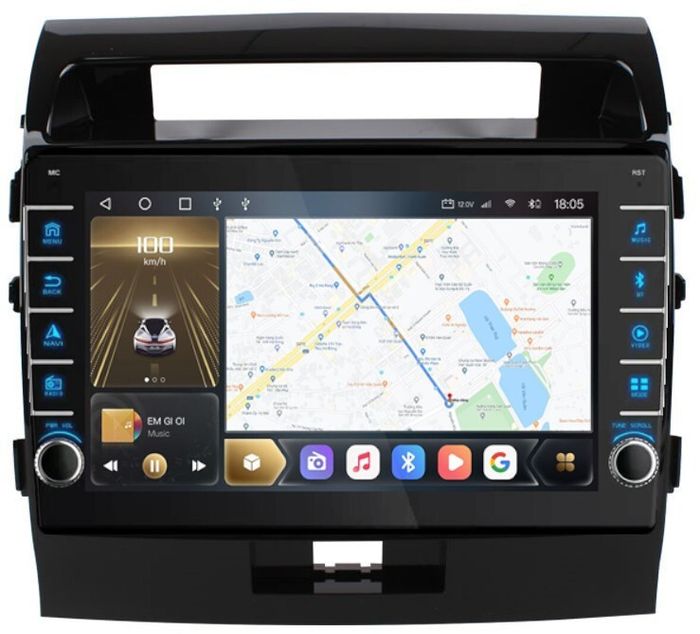 Магнитола для Toyota Land Cruiser 200 2007-2015 (экран климата внизу) - Kuberg OL-1620-1 (кнопки и крутилки), Android 12, Быстрая, CarPlay, 4G SIM-слот