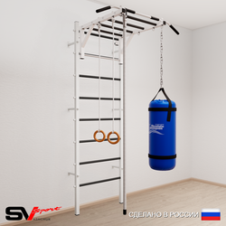 Шведская стенка Sv Sport усиленная 6331 (Турник рукоход/Канат/Кольца/Цепь/Мешок 15кг)