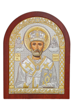 Николай Чудотворец, икона арочная, красное дерево, 86х112