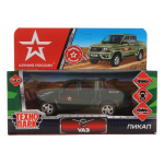 Модель ин. мет. "Uaz pickup. Армия России" 12см, открыв. двери, багаж. (Технопарк)