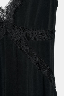 ZARA ДЛИННОЕ КОМБИНИРОВАННОЕ ПЛАТЬЕ НА БРЕТЕЛЯХ, ЧЕРНЫЙ