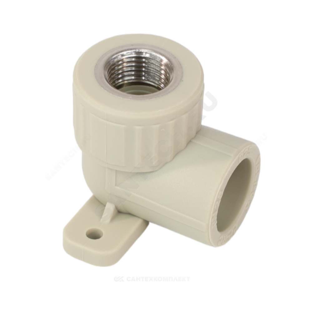 Угольник PP-R комбинированный серый Дн 25х1/2" ВР с креплением VALFEX 10120025Г