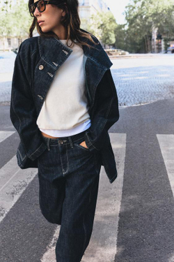 ZARA ДЖИНСЫ Z1975 TAPERED: ВЫСОКАЯ ПОСАДКА, СИНИЙ