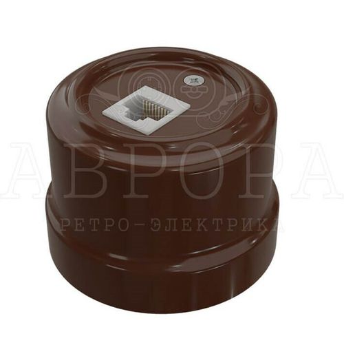 Ретро розетка для интернета RJ45, Коричневый, серия Аврора Мезонин GE70342-04 / Интернет