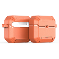 Чехол оранжевого цвета для наушников AirPods 4, серия PECS Series (с карабином и подставкой) от Dux Ducis