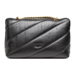 Сумка Pinko Puff Gold Buckle Bird Swallow Logo Chain Shoulder Strap Quilted Sheepskin Pillow Bag Shoulder Messenger Bag Large Women's Black Gold, 1P227J-Y6Y3-Z99