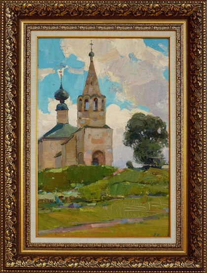 Картина Стрелова А.Е. "Исток Суздаля" картон/масло 62х50