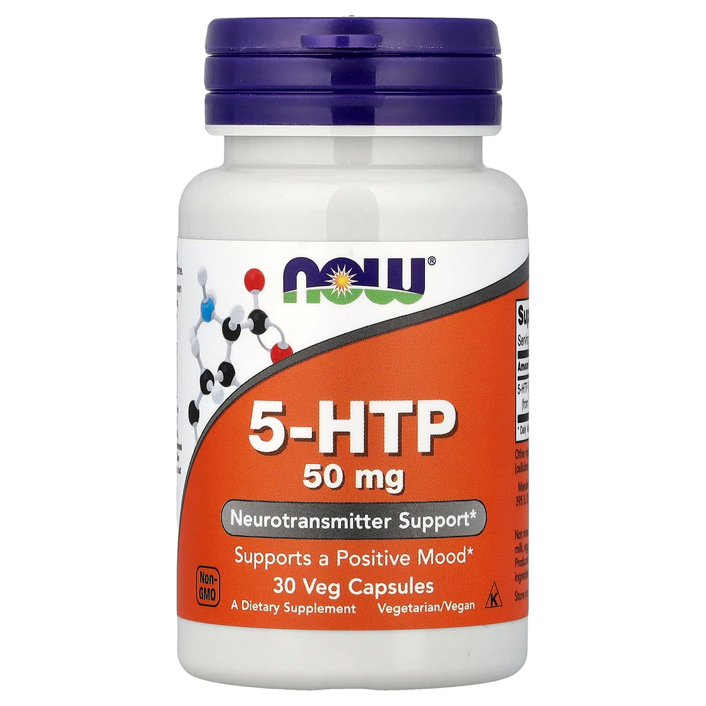 NOW Foods, 5-гидрокситриптофан (5-HTP), 50 мг, 30 растительных капсул