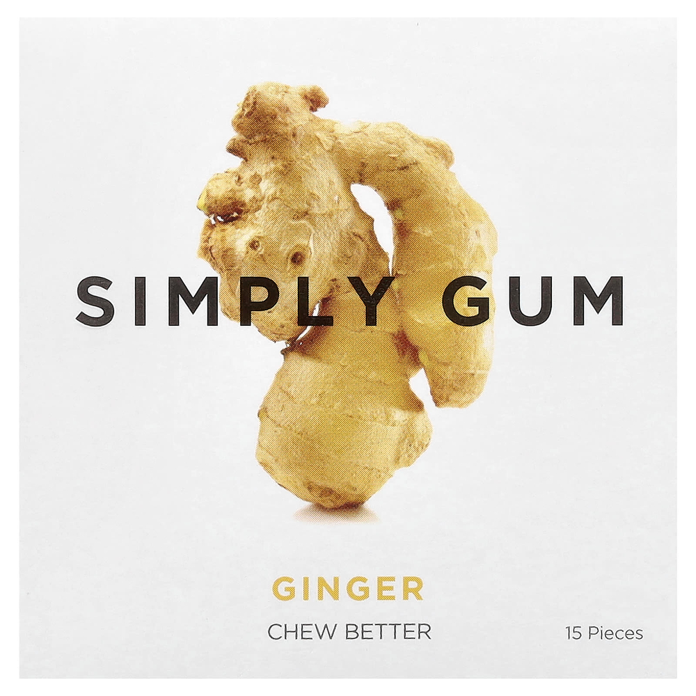 Simply Gum, Жевательная резинка, Натуральный имбирь, 15 штук
