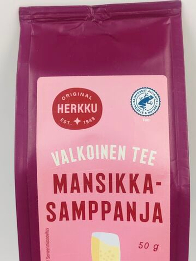 Чай Herkku белый "Клубника в шaмпaнckoм", 80 г (из Финляндии)