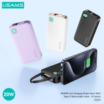 Power Bank внешний аккумулятор повербанк USAMS 10000 мАч 20W с кабелем