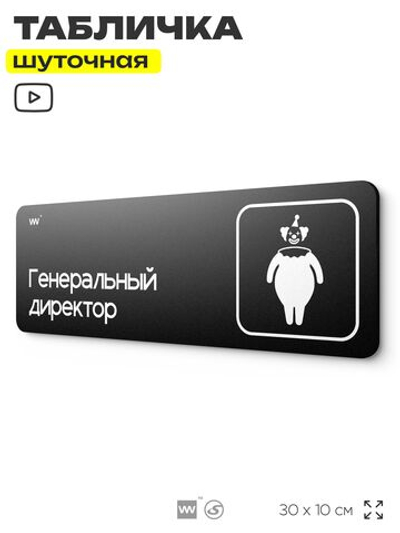 Табличка прикол на дверь для офиса "Генеральный Директор", шуточная в комнату, смешная в кабинет, прикольная для дома, юмор для коллеги, 30х10 см, Айдентика Технолоджи