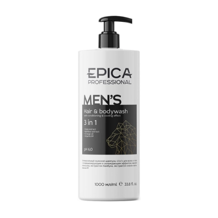 EPICA Professional Универсальный мужской шампунь для волос и тела, Men's 3 in, 1000 мл