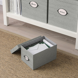 IKEA KVARNVIK  (ИКЕА КВАРНВИК)  -  Коробка с крышкой - серый 18х25х15 см