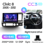 Teyes CC3 2K 10,2"для Honda Civic 8 2005-2012 (прав)