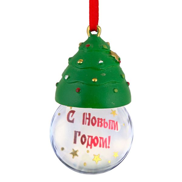 Елочное украшение Снежный шар Зеленая елочка ⌀4 см, 6 см, 4 шт, С Новым годом!, Snoweekon SGZ