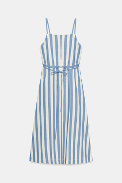 ZARA ПЛАТЬЕ МИДИ В ПОЛОСКУ — ZW COLLECTION, СИНИЙ/БЕЛЫЙ