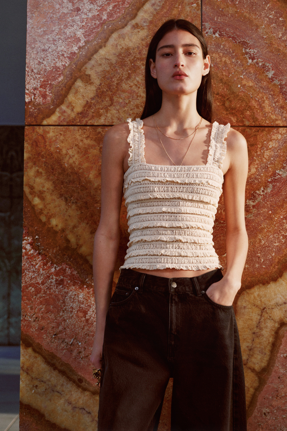 Кружевной топ без рукавов - H&M