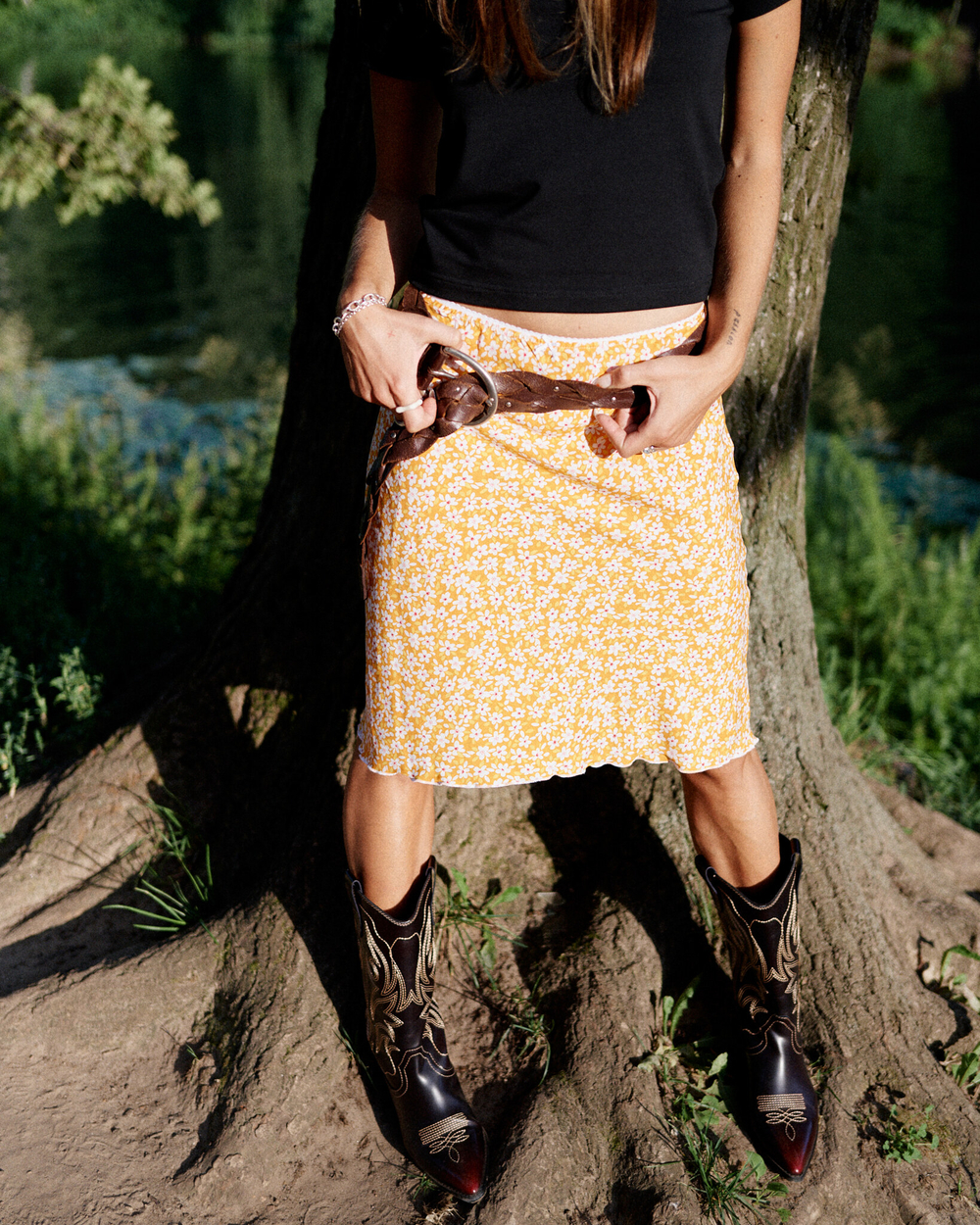 Midi Skirt Lolita Orange Flower