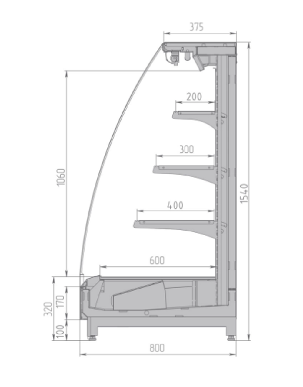 Витрина холодильная BRANDFORD Ikar Slim 125