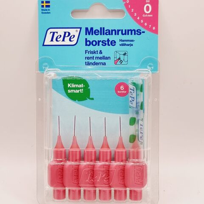 Межзубные ершики TePe 0,4 мм, №0, розовые 6 шт.