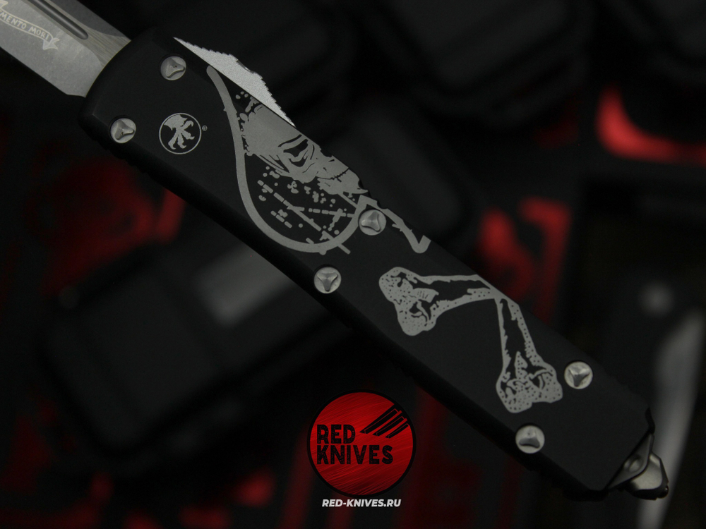 Нож Microtech Ultratech Death Card TantoT/E A+++ (Левый) - Memento Mori, клинок апокалиптик