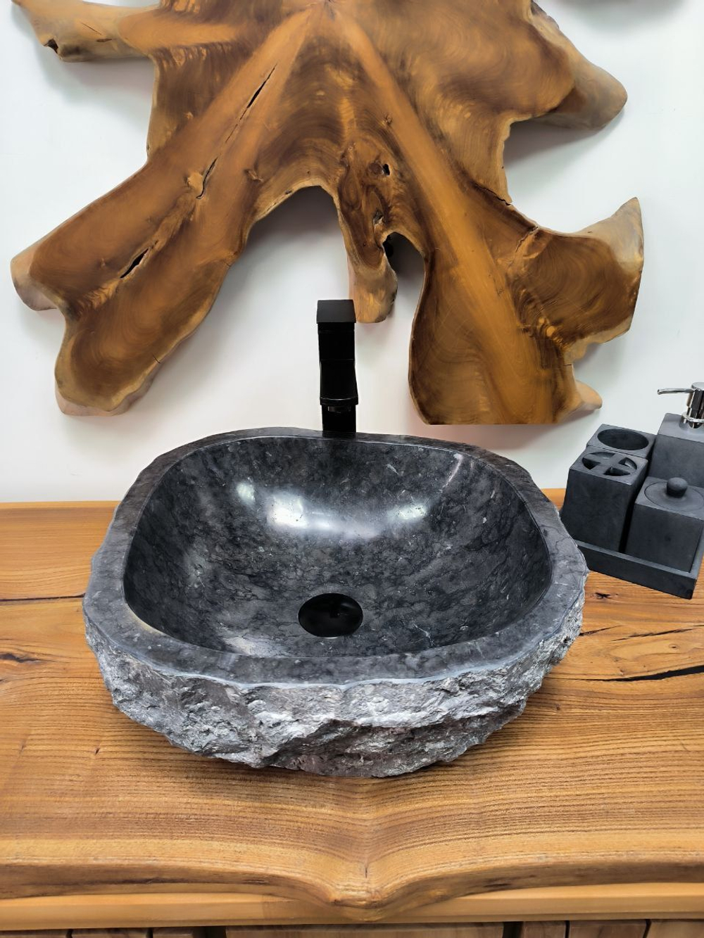 Раковина из мрамора Erozy Black EM-66608 42х42х15 из натурального камня