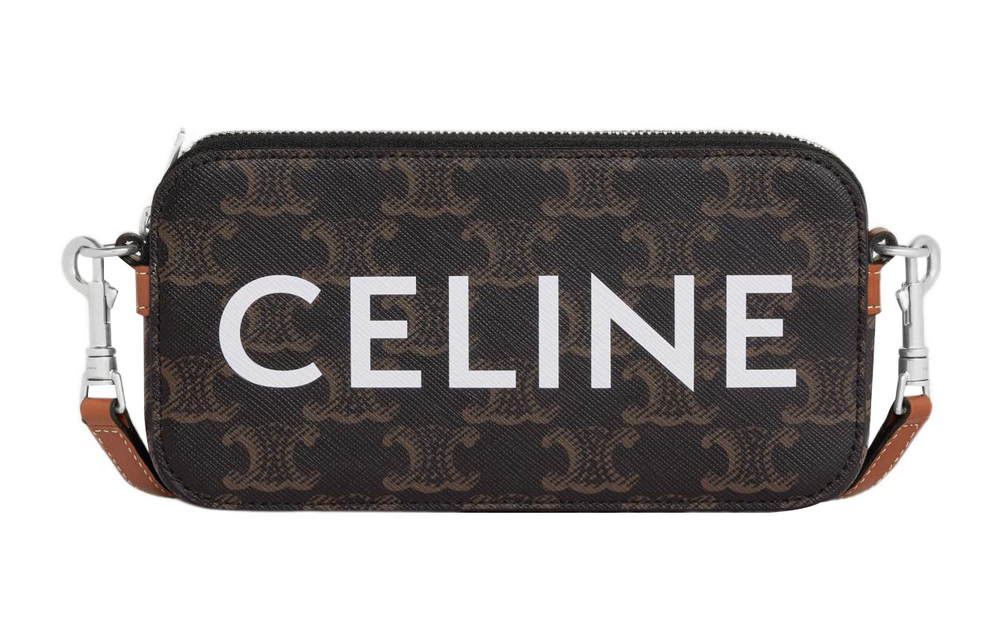 CELINE Cow Leather Shoulder Bag, Crossbody Bag, Clutch Regular Men"s Tawny