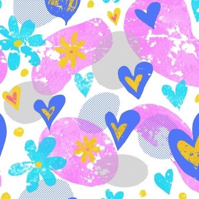Красивая стильная аппликация, сердечки и цветы