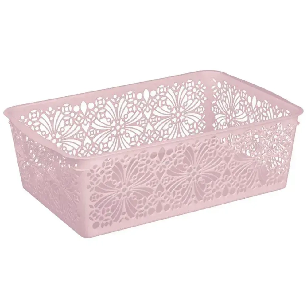 КОРЗИНКА УНИВЕРСАЛЬНАЯ FLORAL, 380Х250Х125 ММ (Микс 1) (розовый/светло-голубой)