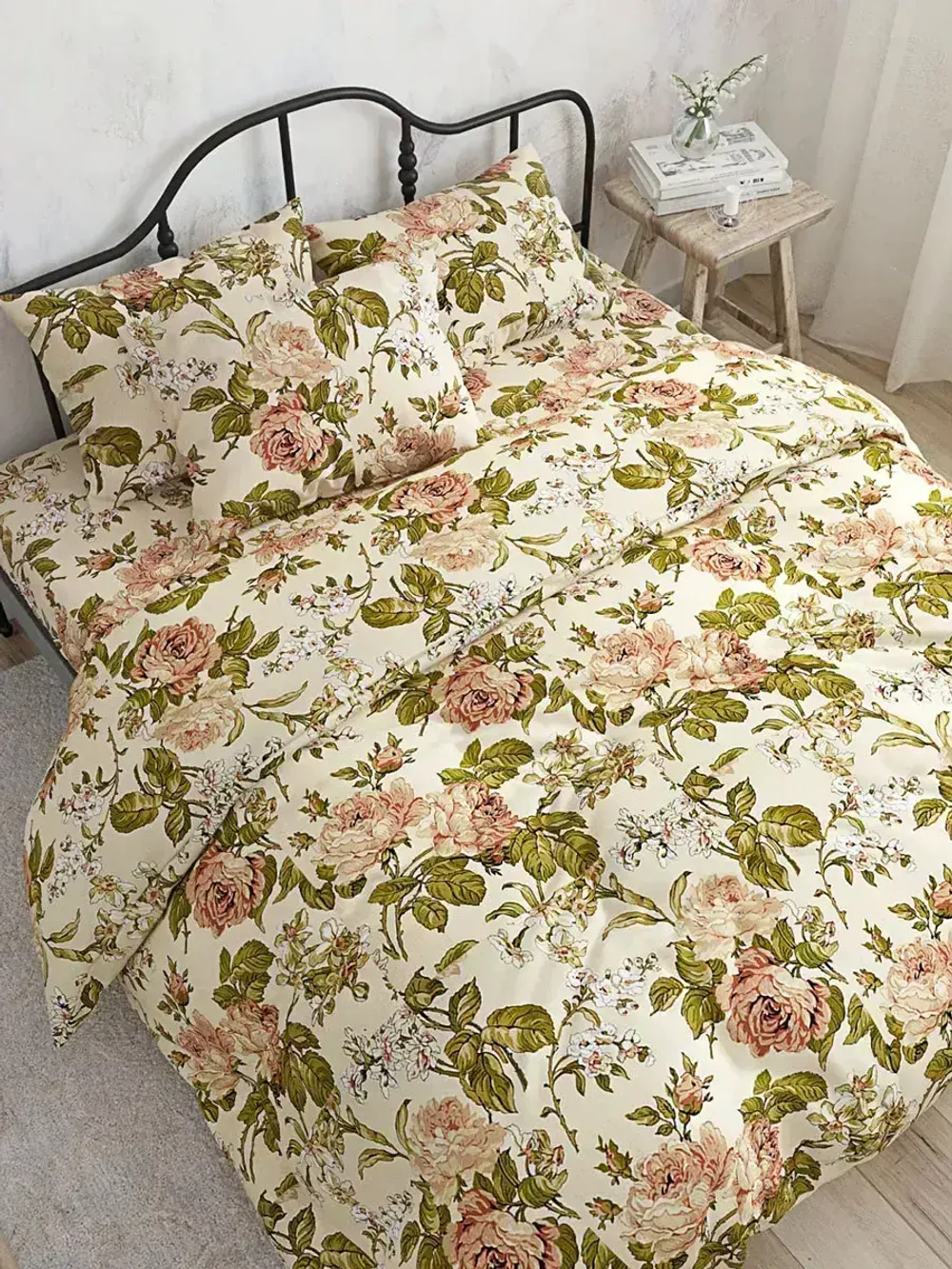 Наволочка комплект 2шт перкаль Сказка "Прохоровская роза" 45х45 см на молнии