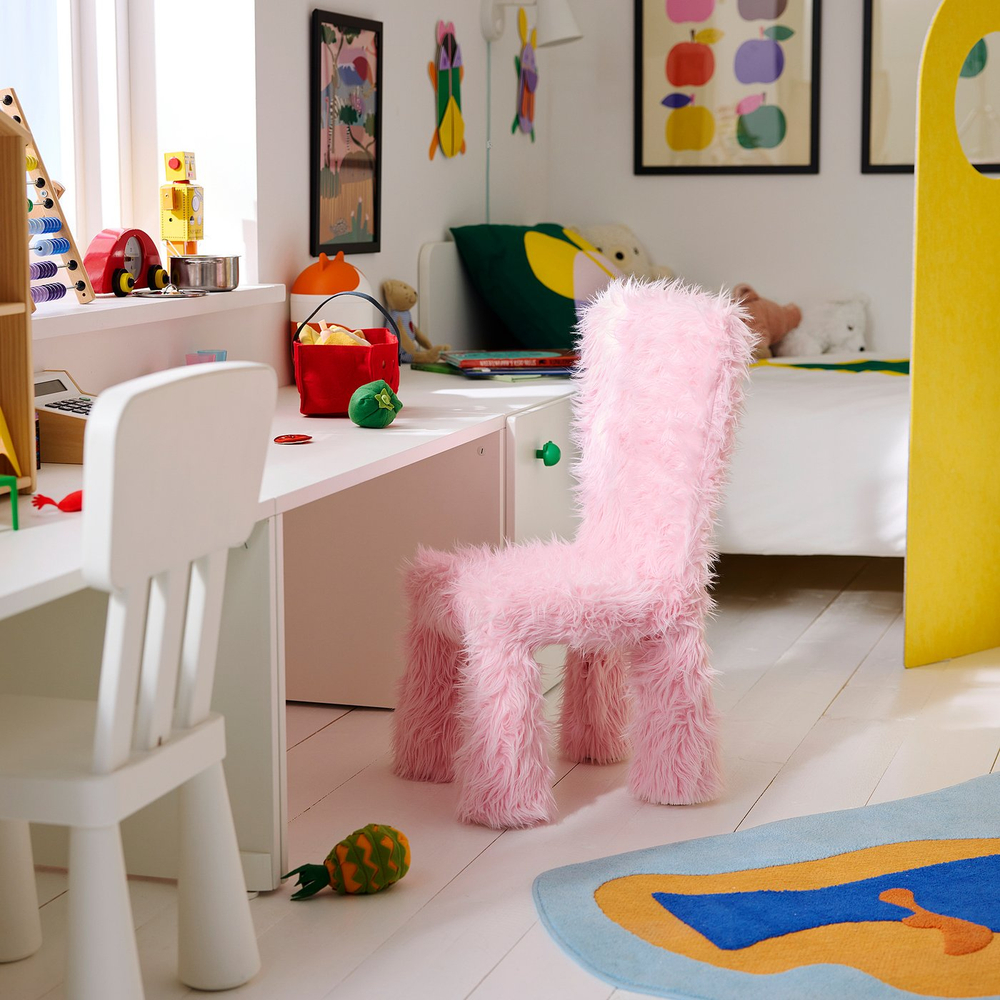 IKEA GREJSIMOJS  (ИКЕА ГРЕЙСИМОЙС)  -  Чехол на детский стул - искусственный мех/розовый