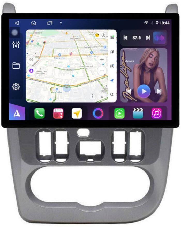 Магнитола для Renault Logan 1 2009-2014, Sandero 1 2010-2014 - FarCar BX877 монитор 13" 2K QLED на Android 13, TS10, 6+128, CarPlay, 4G SIM-слот