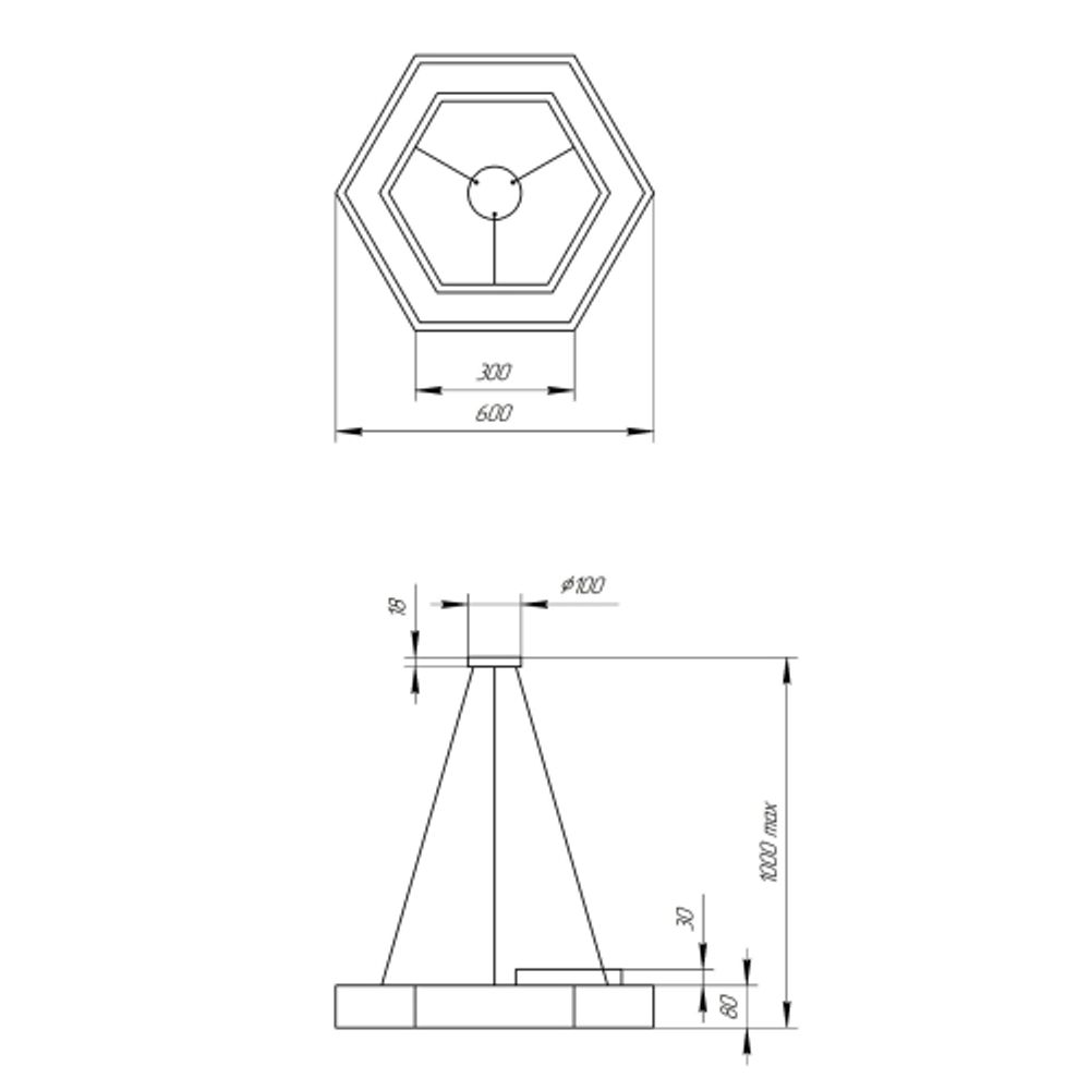 Светильник LED ЭРА Geometria SPO-123-B-40K-045 Hexagon 45Вт 4000К 2500Лм IP40 600*600*80 черный подвесной | Декоративные светильники Geometria