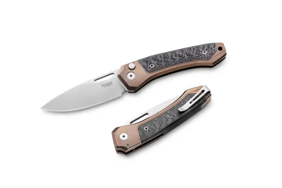 Нож складной Lion Steel Twain TW BR CF - сталь MagnaCut, бронзовый титан на рукояти