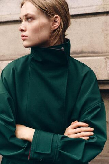 ZARA КОМБИНИРОВАННЫЙ ТРЕНЧ — ZW COLLECTION, СИНЕ-ЗЕЛЕНЫЙ