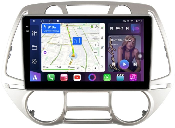 Магнитола для Hyundai i20 2009-2012 (климат) - FarCar S500-TS10 монитор 9.5" QLED на Android 14, Быстрая, CarPlay, 4G SIM-слот