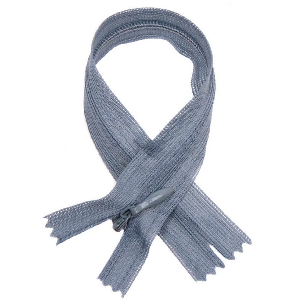Молния потайная (скрытая) SBS Т3 (3 мм) 1 зам., н/раз., 35 см, S-091 серый, уп. 50 шт