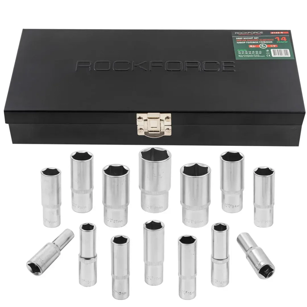 Набор головок глубоких 14пр. 1/2''в мет.кейсе RockForce RF-4143-5