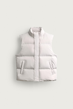 ZARA СТЕГАНЫЙ ЖИЛЕТ REGULAR FIT, СЕРЫЙ