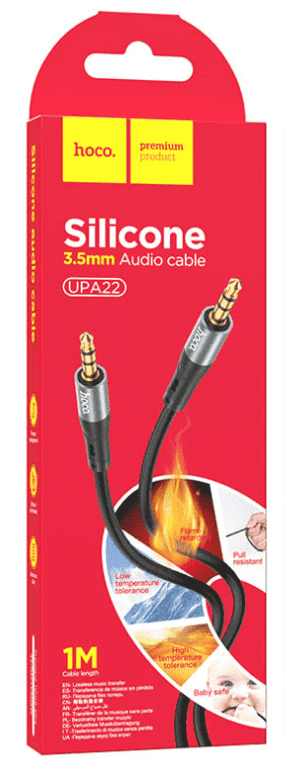 Аудиокабель AUX 3,5mm Hoco 1m UPA22 черный