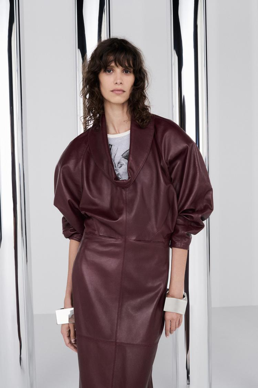 ZARA X BAISI GUADAGNINO ГЕОМЕТРИЧЕСКИЙ ШИРОКИЙ МЕТАЛЛИЧЕСКИЙ БРАСЛЕТ, СЕРЕБРЯНЫЙ