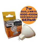 Светодиодная LED лампа MR16 Ecola 7W GU5.3 нейтр 10шт