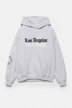 PULL&BEAR Толстовка с капюшоном NFL Los Angeles, серый меланж