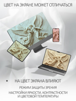 Фотообои на стену 3D флизелиновые, на кухню, в спальню моющиеся Пара ангелов в небе (белые с мрамором)