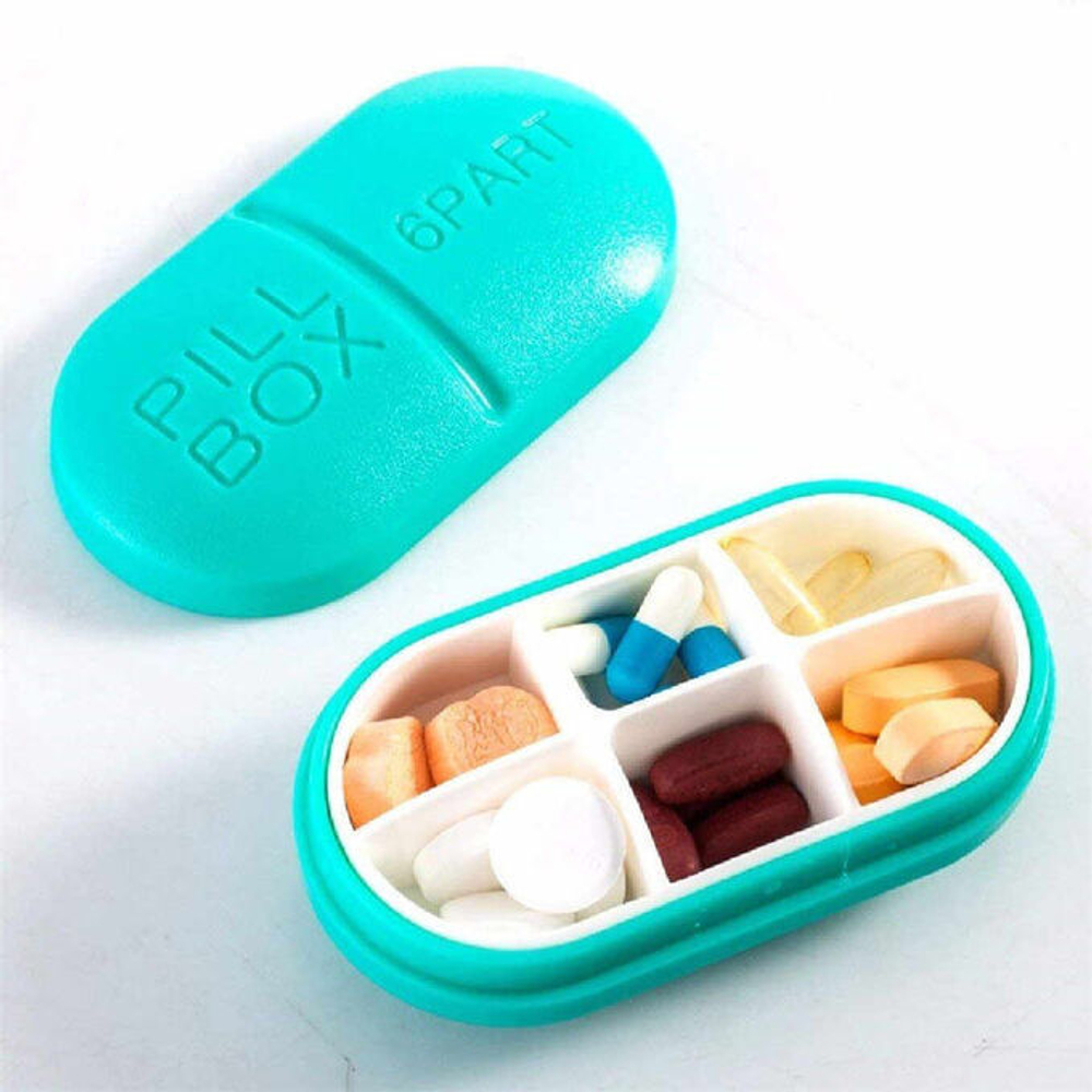Таблетница Pill Box в форме таблетки (6 секций)