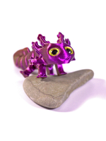 Подвижный аксолотль мини, 3D печать, 9,5 см., фиолетово-золотой