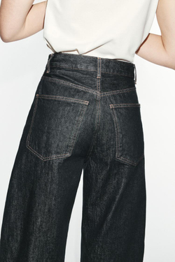 ZARA ДЖИНСЫ TRF EXTRA WIDE-LEG С ВЫСОКОЙ ПОСАДКОЙ, ЧЕРНЫЙ