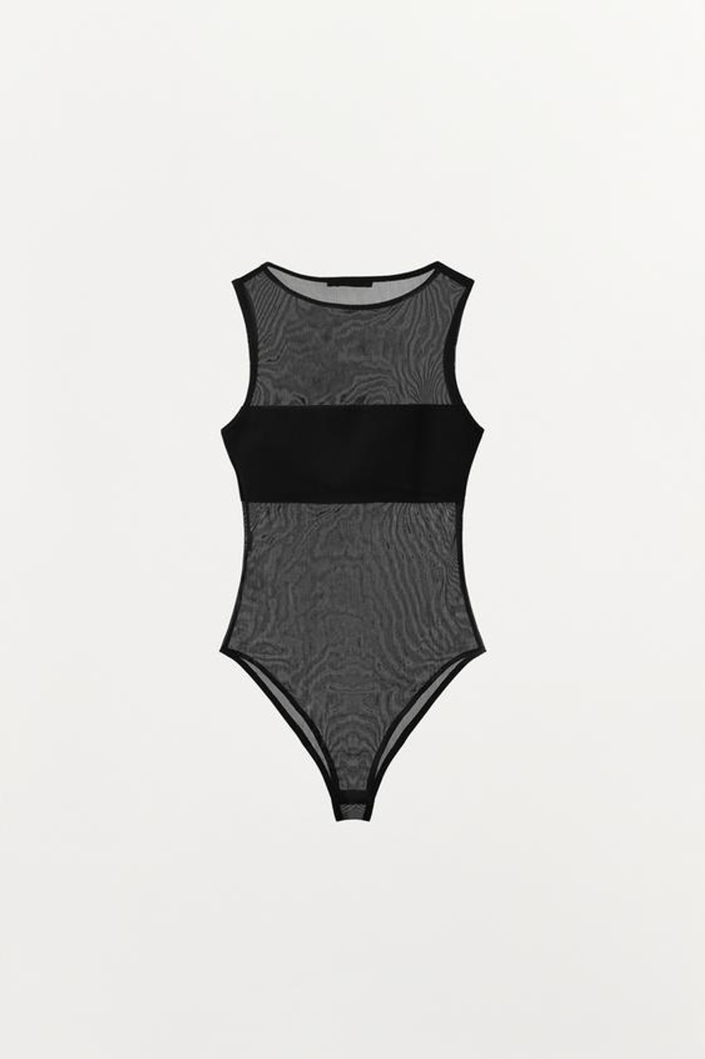 ZARA БОДИ ИЗ КОМБИНИРОВАННОЙ ТКАНИ, ЧЕРНЫЙ