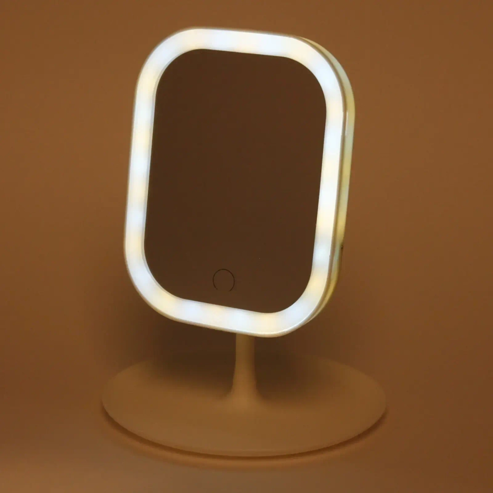Зеркало настольное с подсветкой на подставке «Monika», цвет белый, USB, 27*14,5см